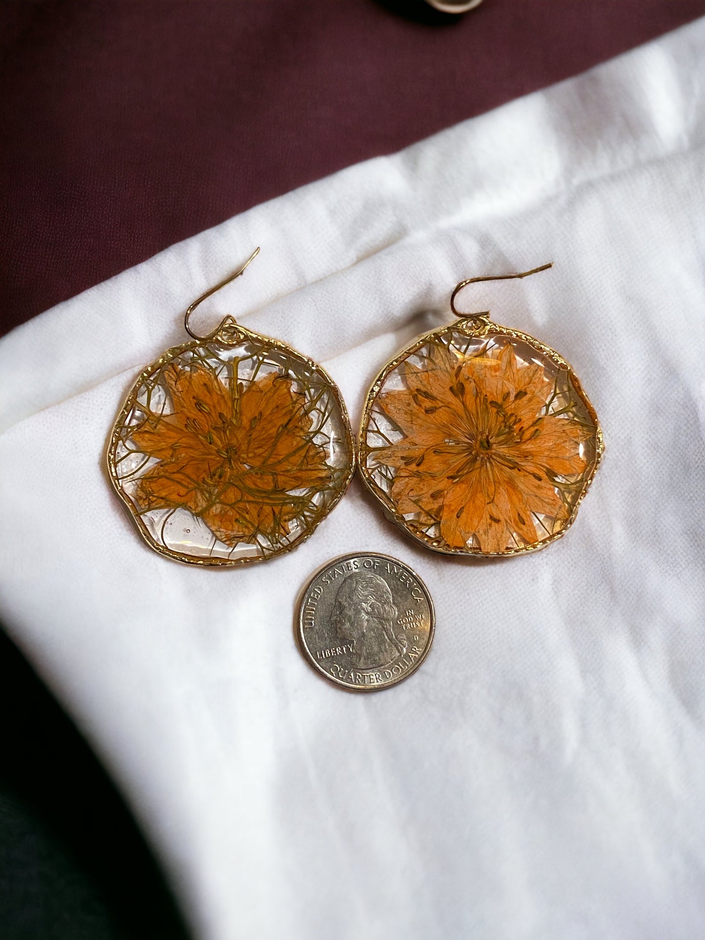 Orange Flower Earrings