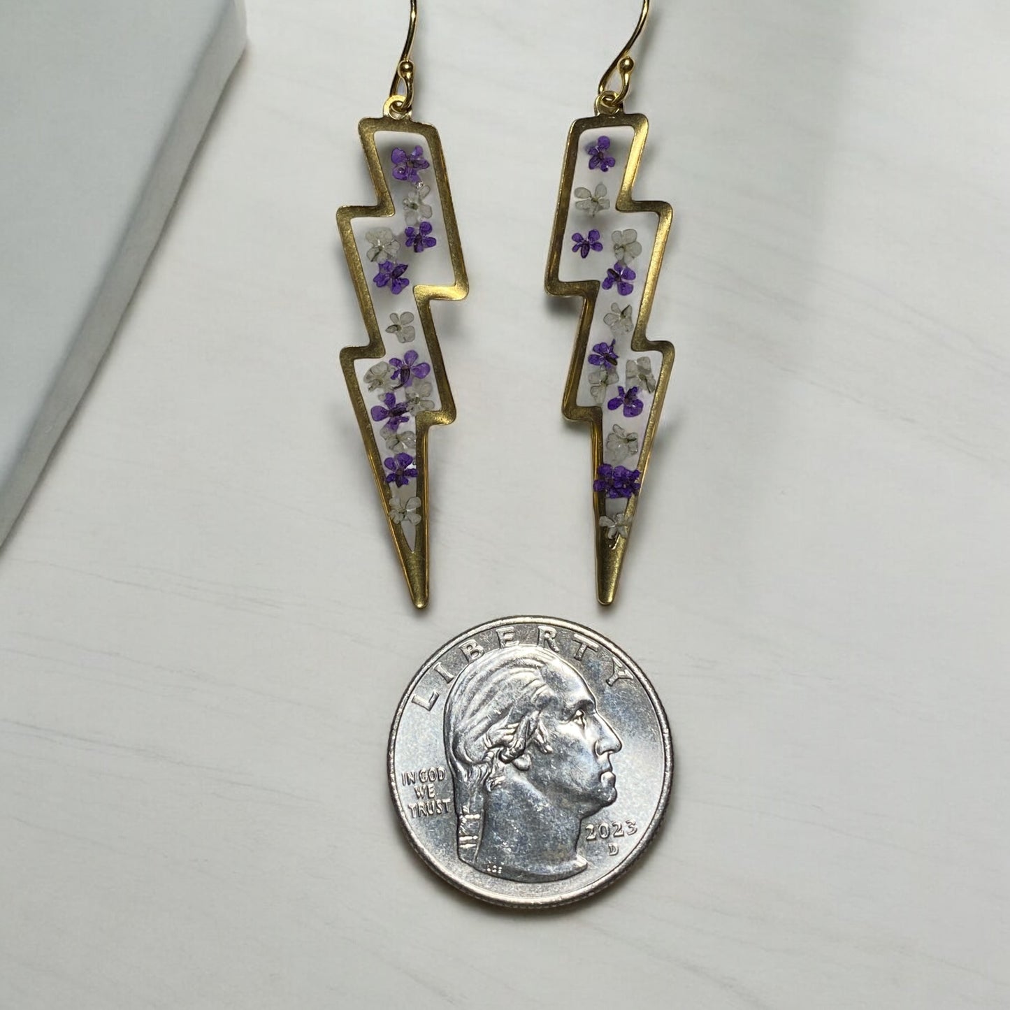 Lightening Bolts filled with pieces of Purple and White Queen Anne’s Lace
