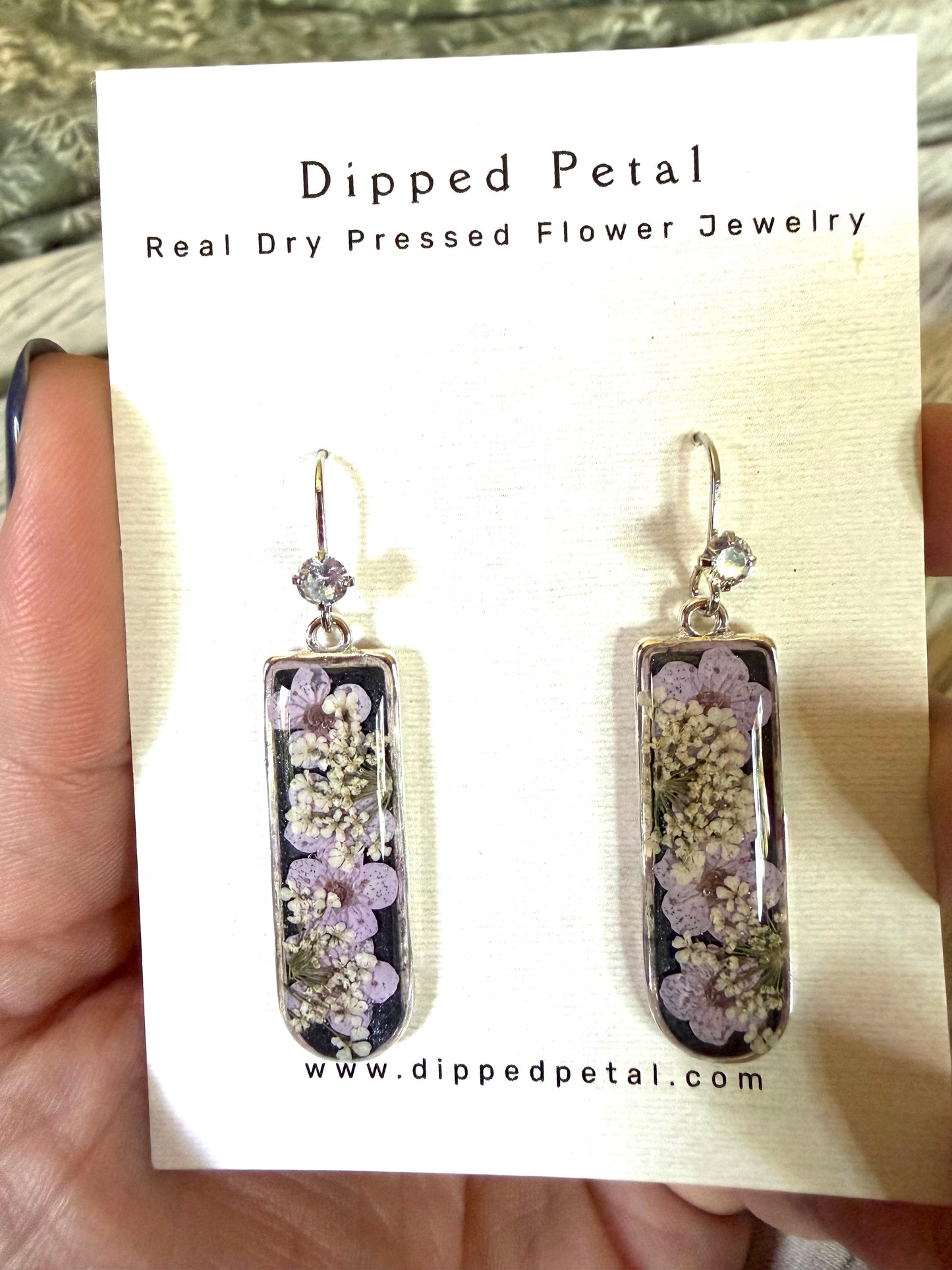 Black Colored Mica Powder Purple Plum Blossoms, with Queen Anne’s Lace