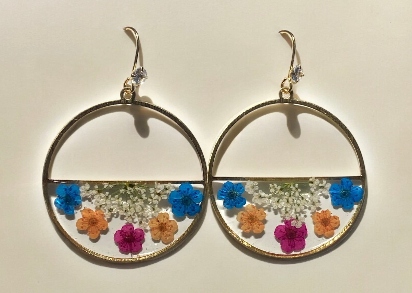 Plum Blossoms and Queen Anne’s Lace Earrings