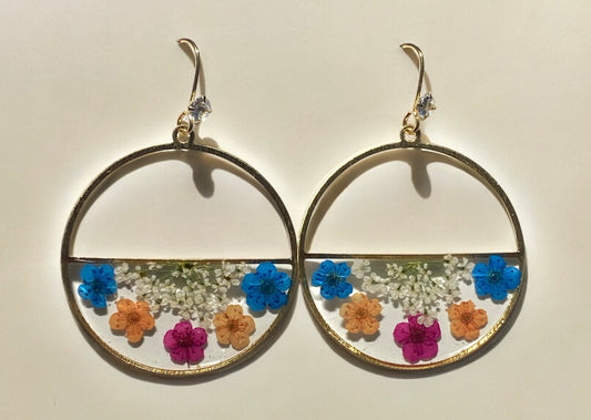 Plum Blossoms and Queen Anne’s Lace Earrings