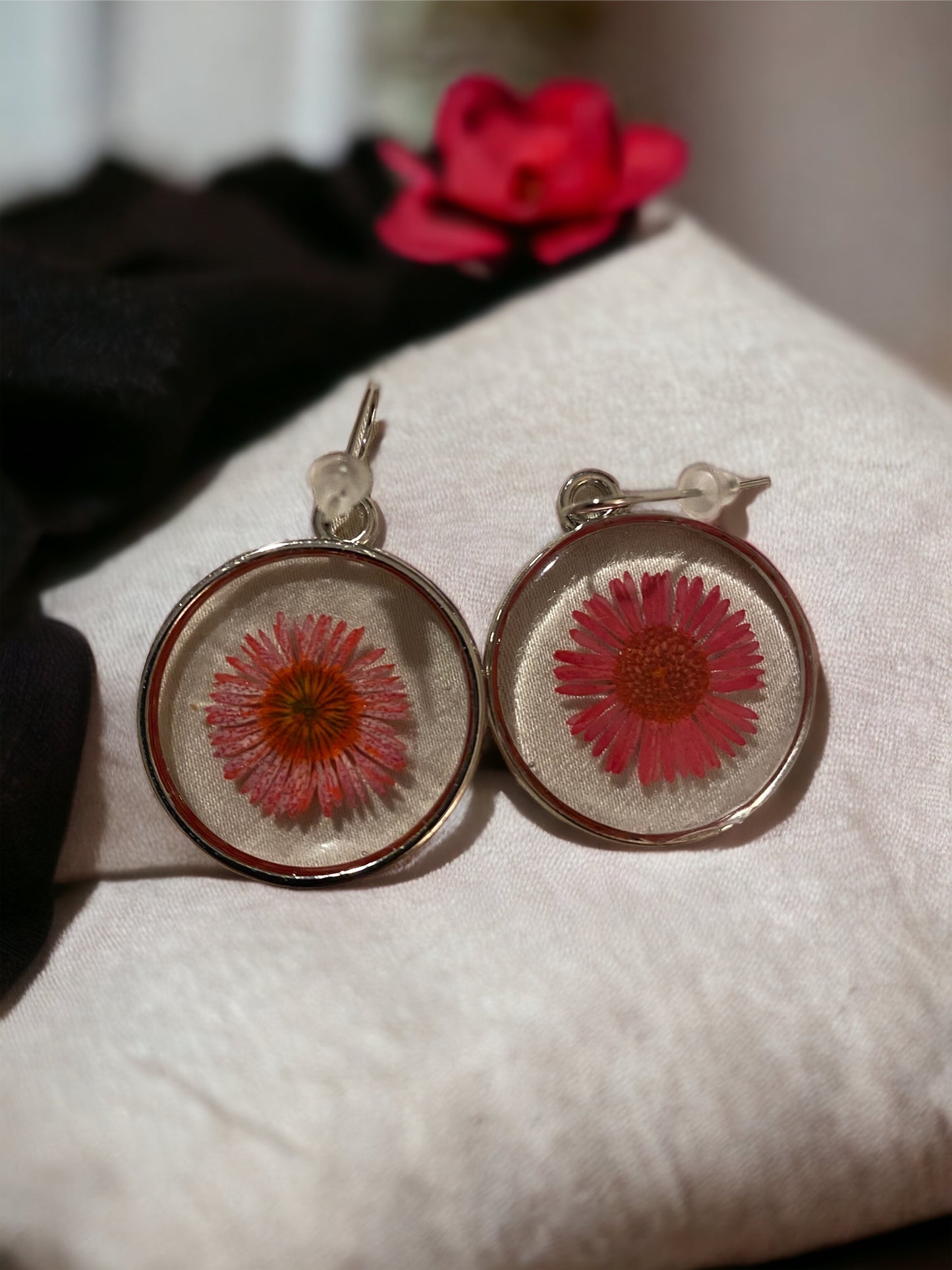 Red Needle Chrysanthemum  Earrings