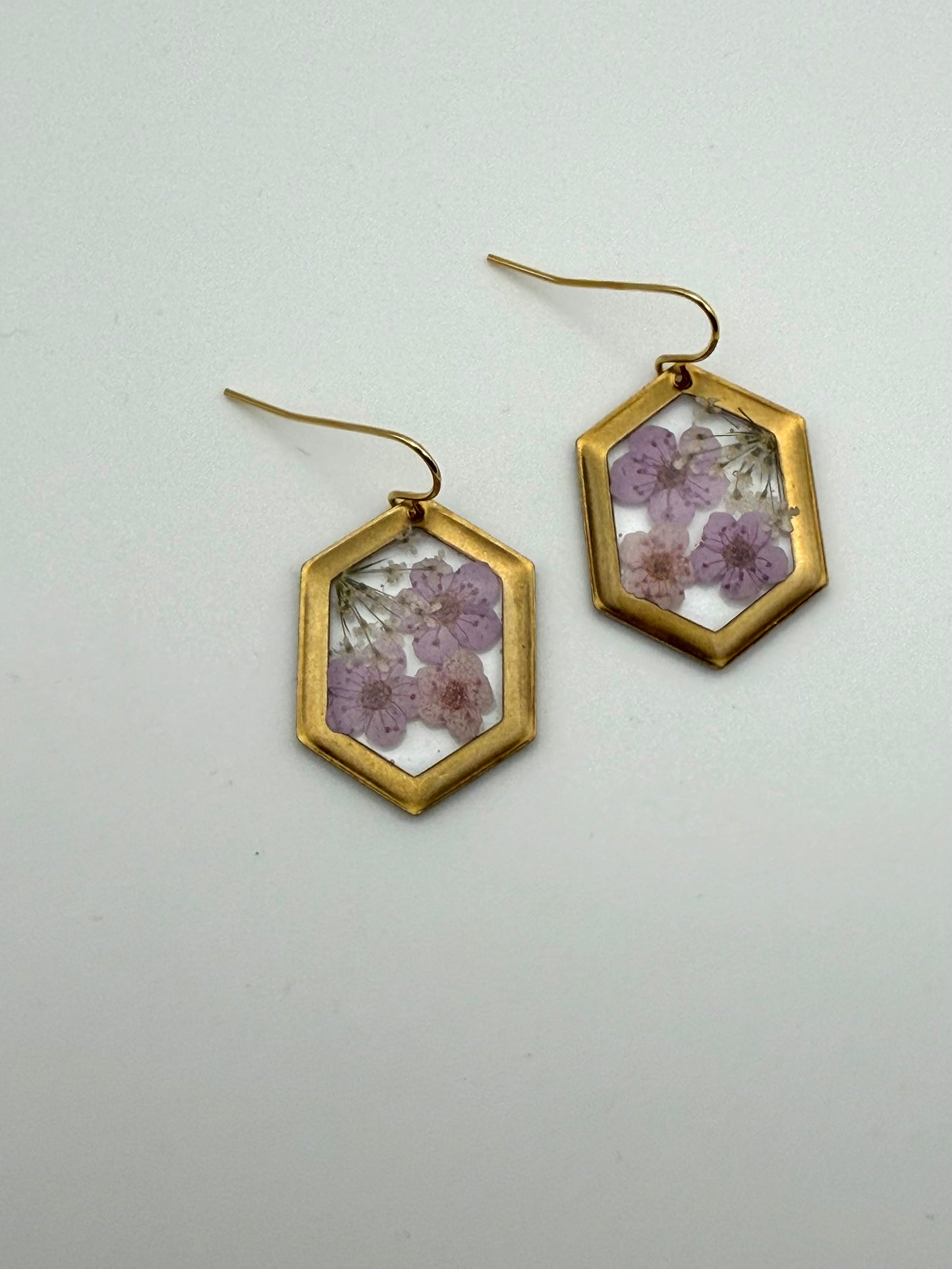 Purple and Light Pink Plum Blossoms with Queen Anne’s Lace