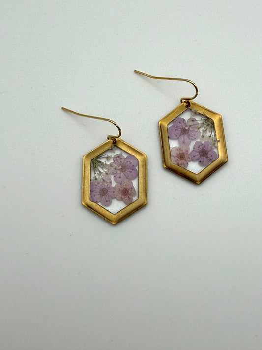 Purple and Light Pink Plum Blossoms with Queen Anne’s Lace