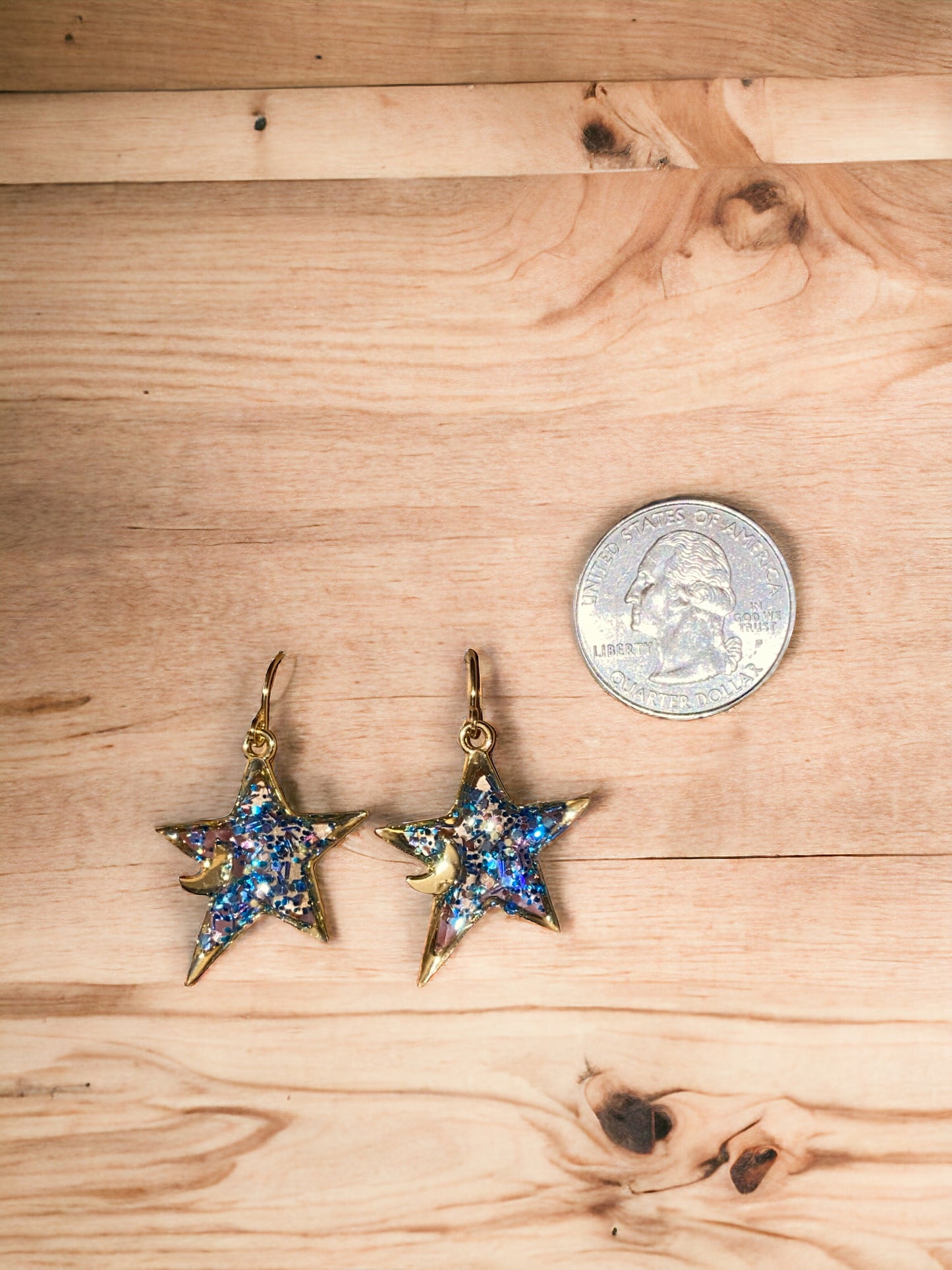 Blue Chunky Glitter Earrings