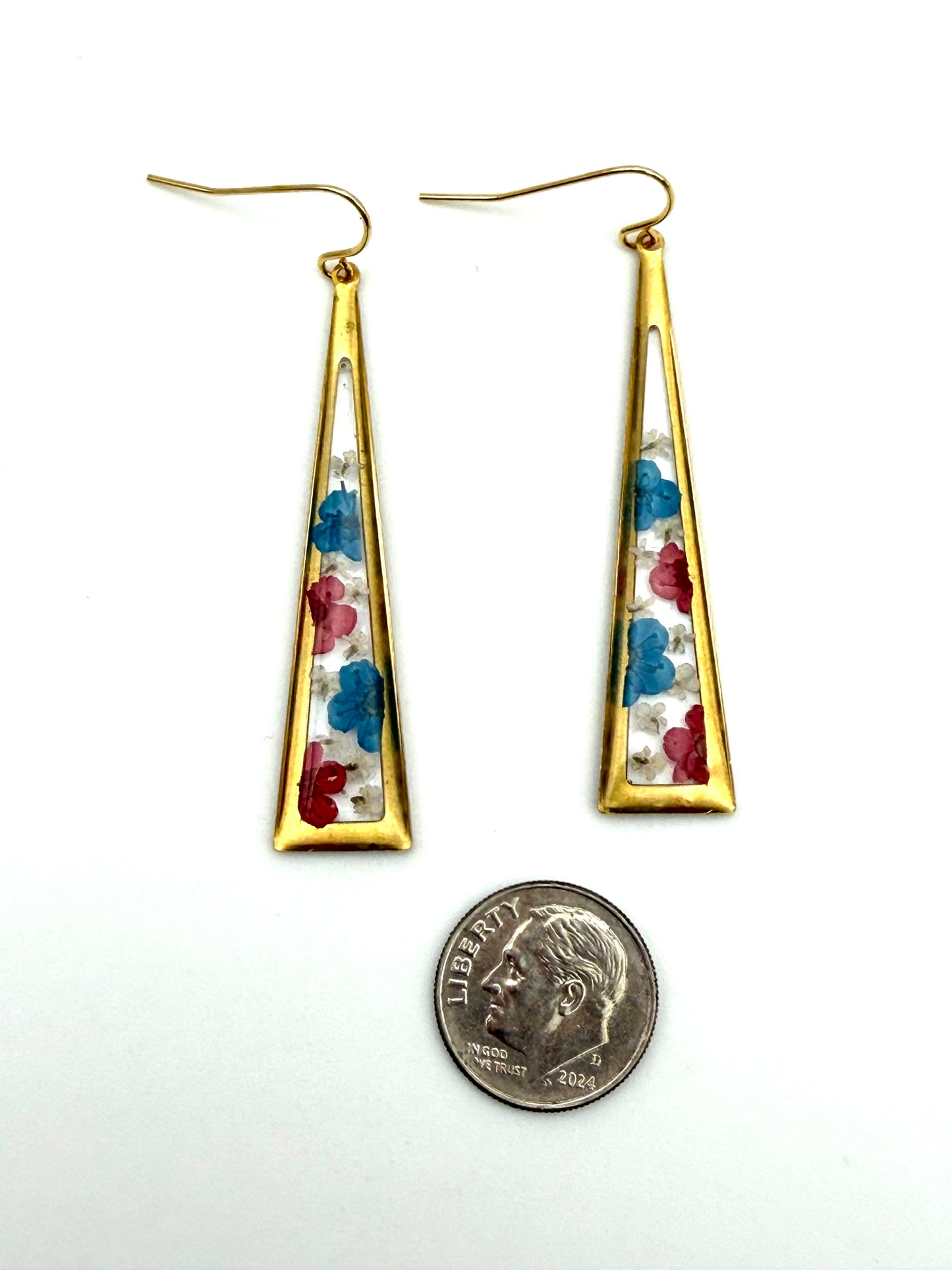 Red and Blue Plum Blossoms with Pieces of Queen Anne’s Lace