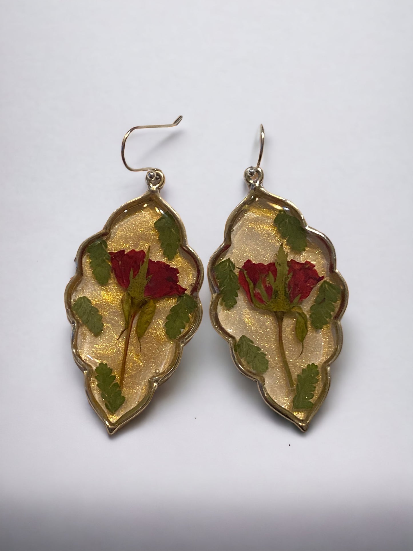 Red Rose Sterling Silver Earrings