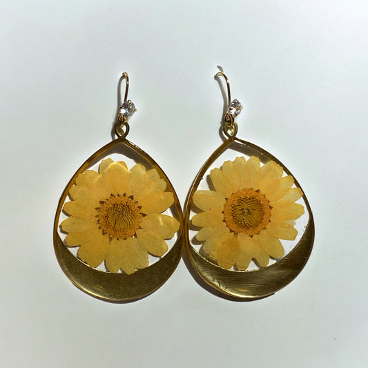 Yellow Daisy Flower Earrings