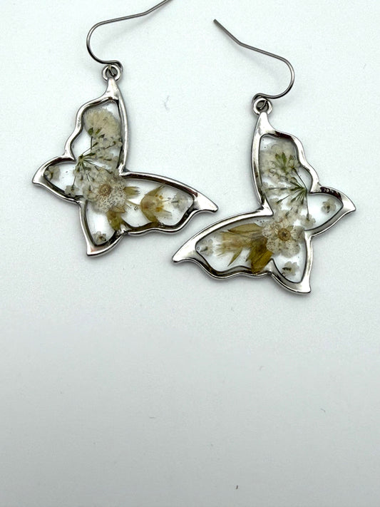 Butterfly Shaped Earrings on Stainless Steel Earring Wires