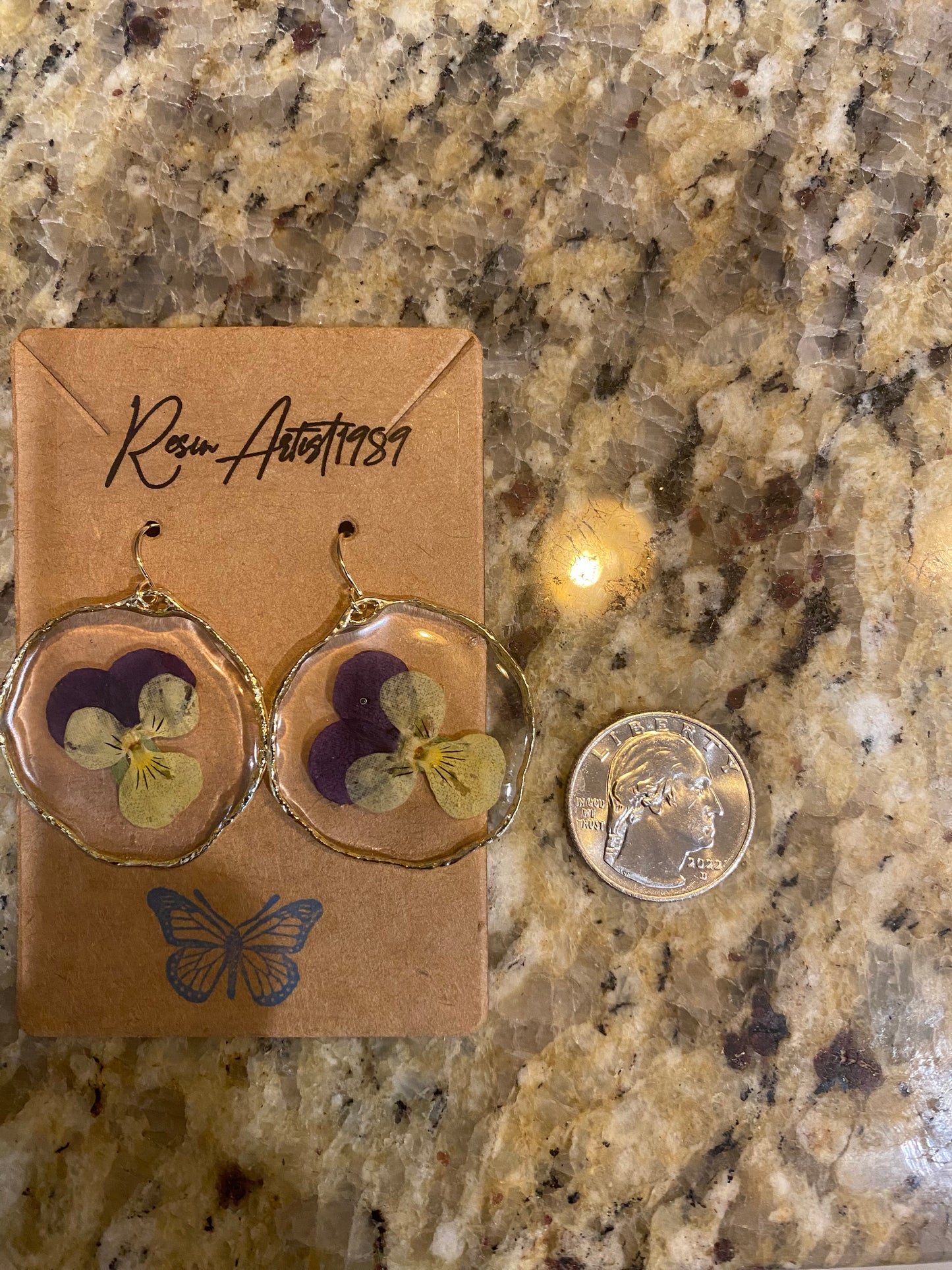Yellow and Purple Pansy Earrings