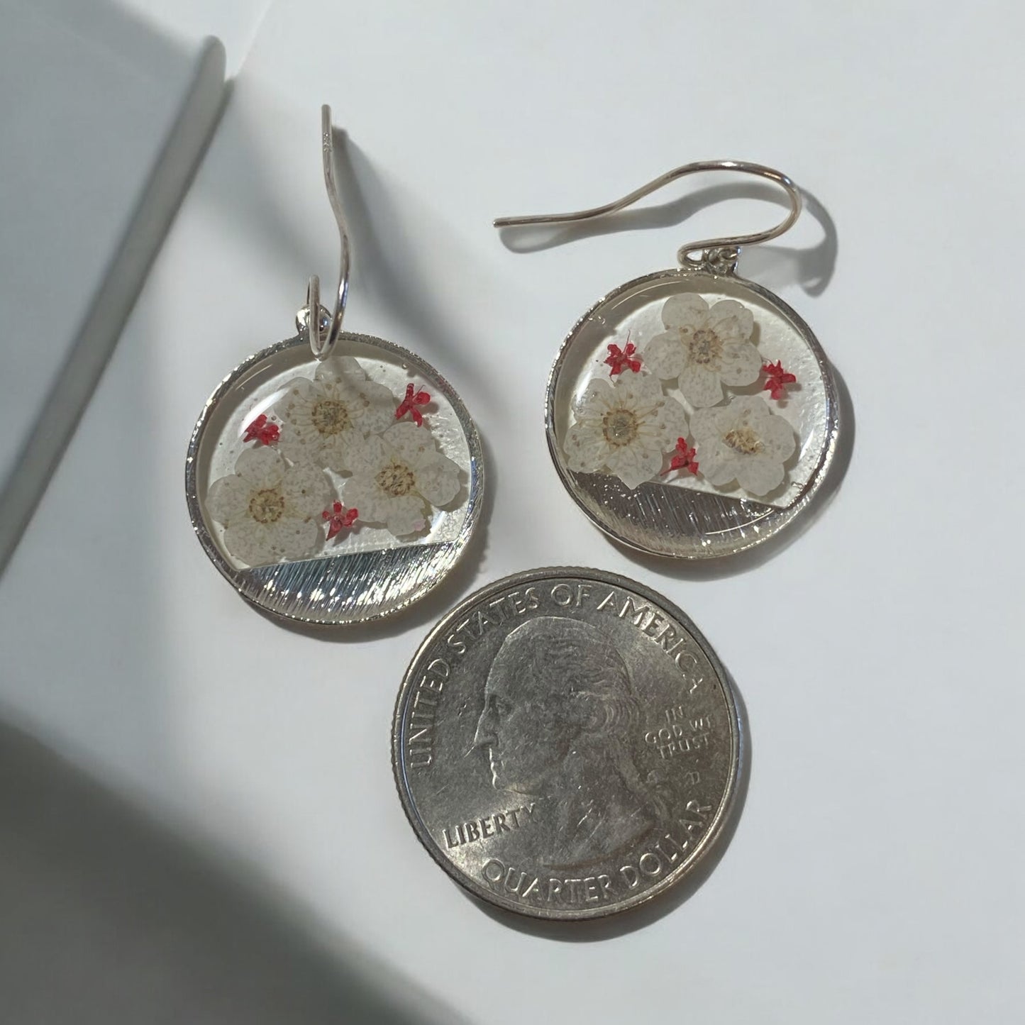 White Plum Blossoms with pieces of Red Queen Anne’s Lace