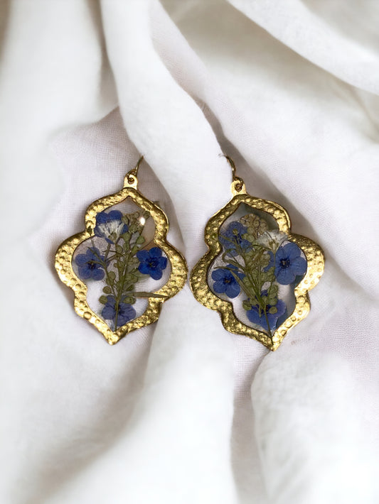 Blue Forget-Me-Not’s with Dry Pressed Leaves