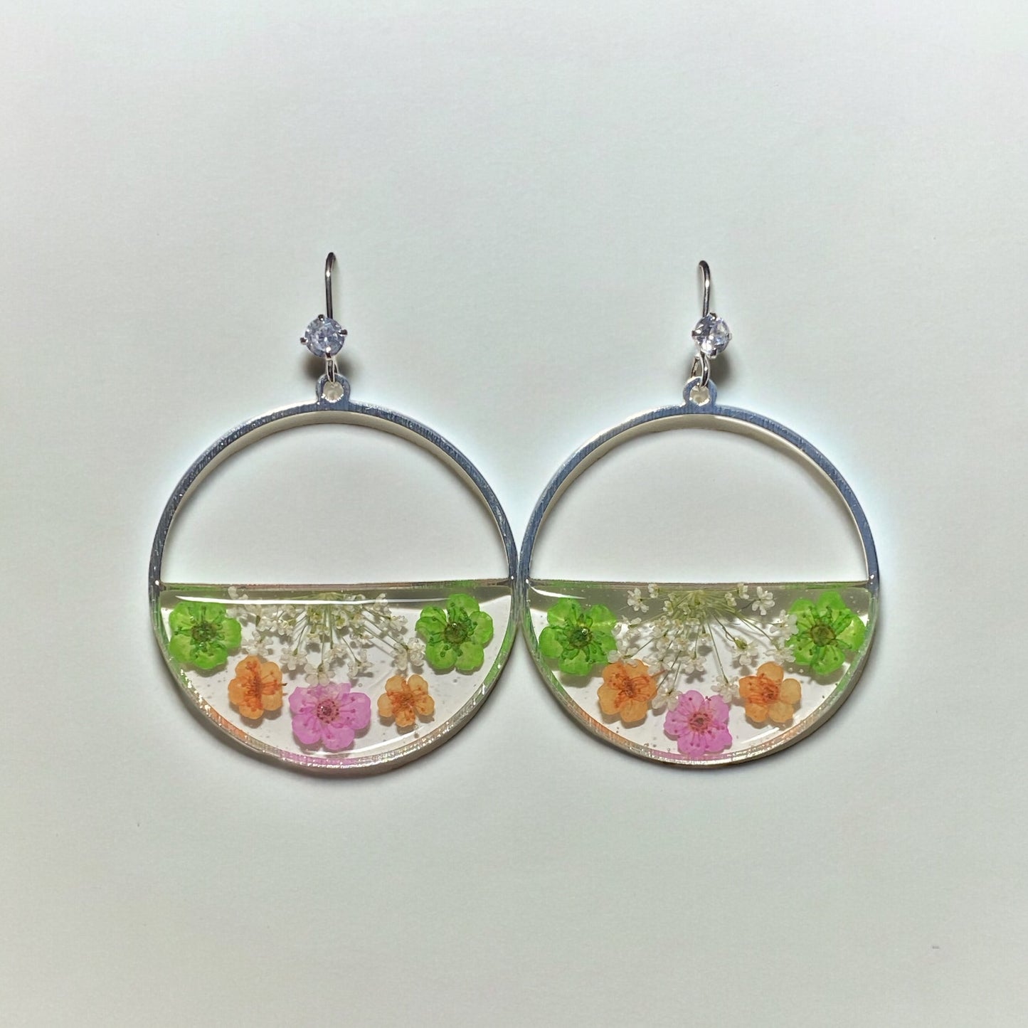 Plum Blossoms with Queen Anne’s Lace Earrings