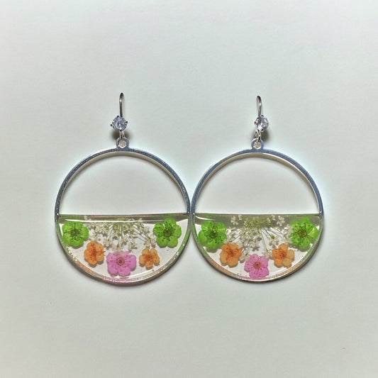 Plum Blossoms with Queen Anne’s Lace Earrings