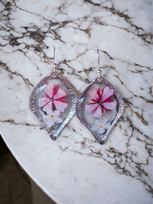 White Forget-Me-Not’s and and Purple Flower Earrings