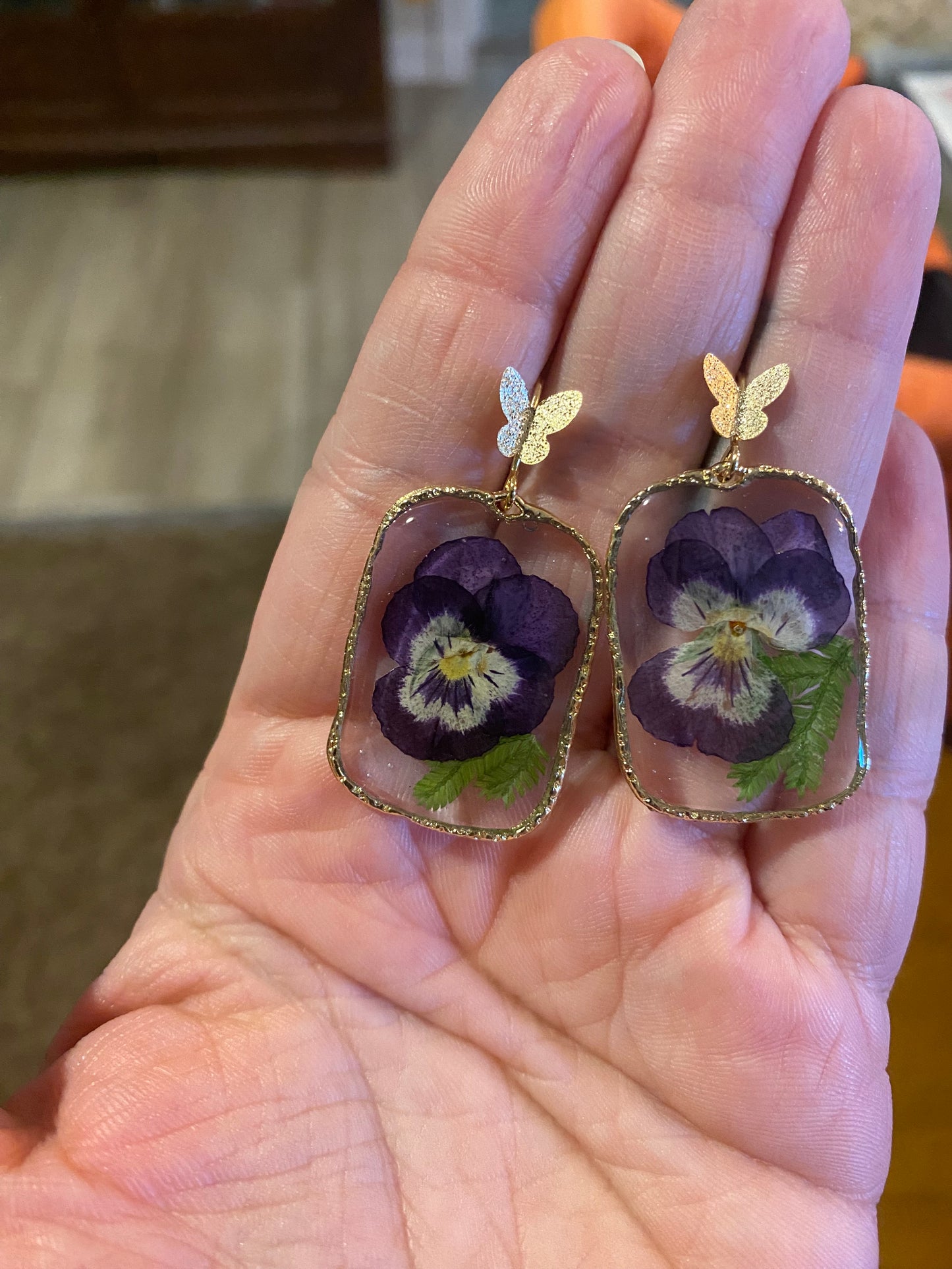 Purple Pansy Earrings