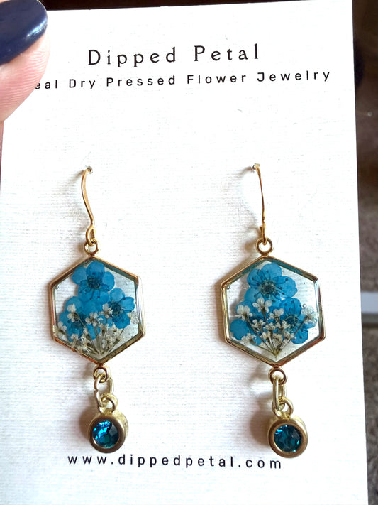 Blue Plum Blossoms and Queen Anne’s Lace with a Blue Charm