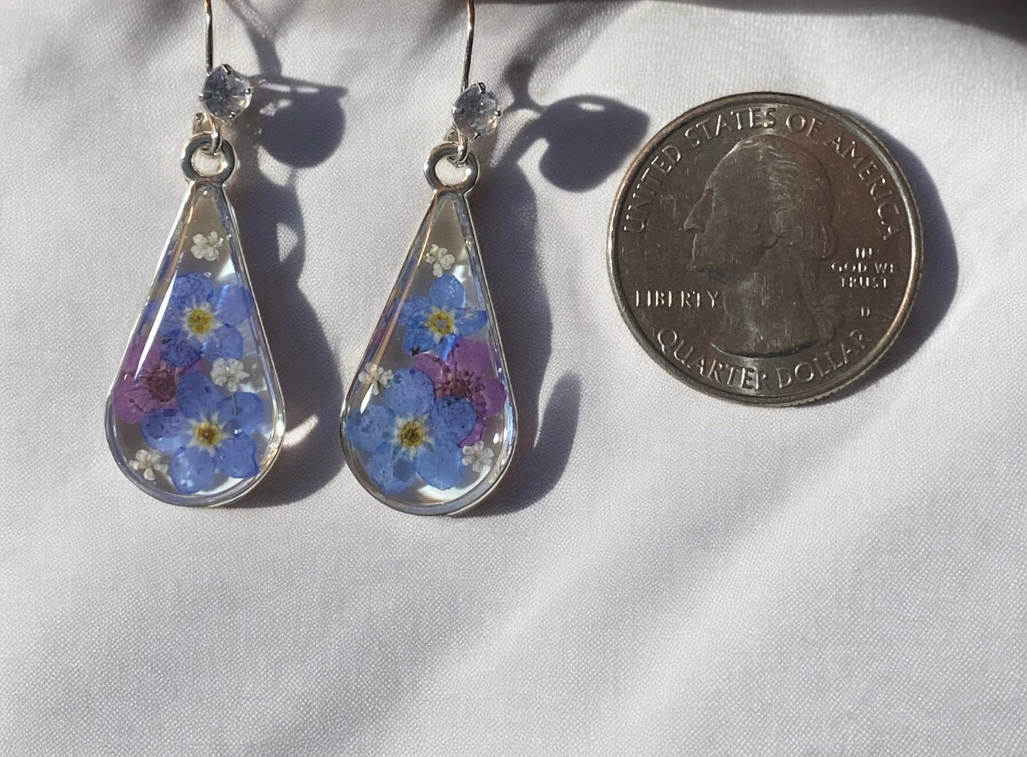 Purple Plum Blossoms, Blue Forget-Me-Nots with pieces of Queen Anne’s Lace