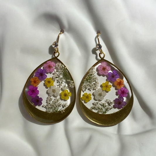 Plum Blossoms with Queen Anne’s Lace Earrings