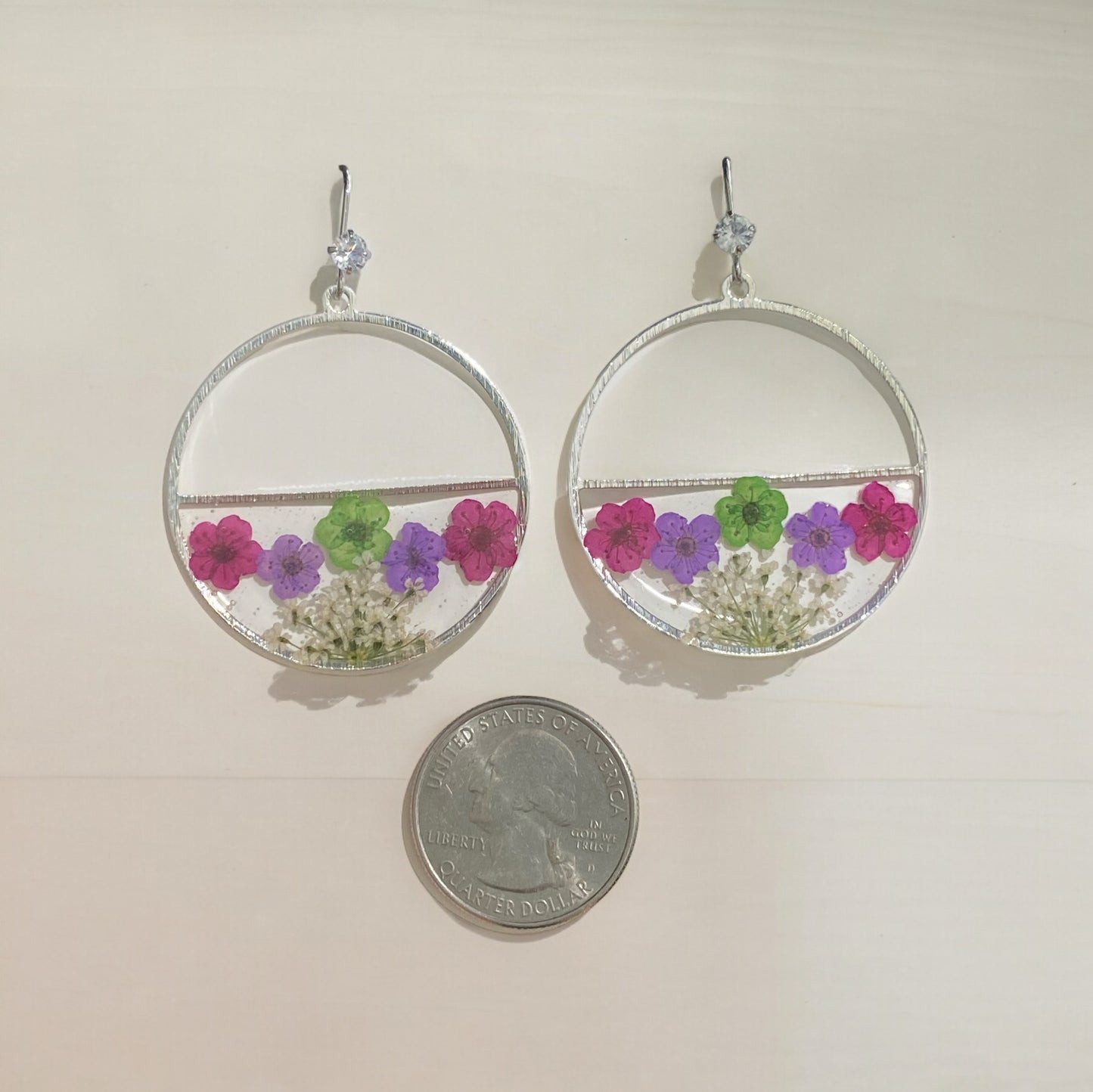 Plum Blossoms with Queen Anne’s Lace Earrings