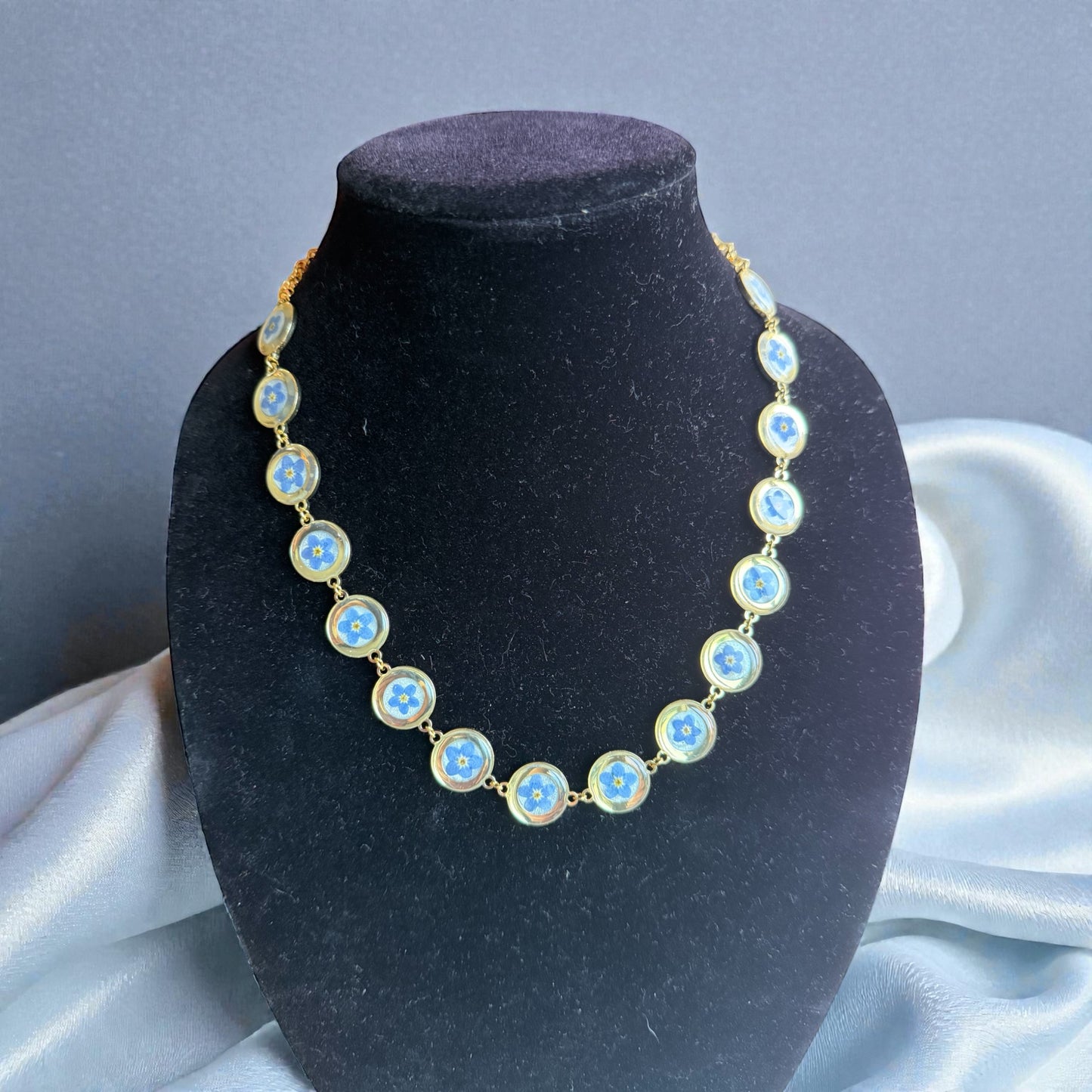 Blue Forget-Me-Not Necklace
