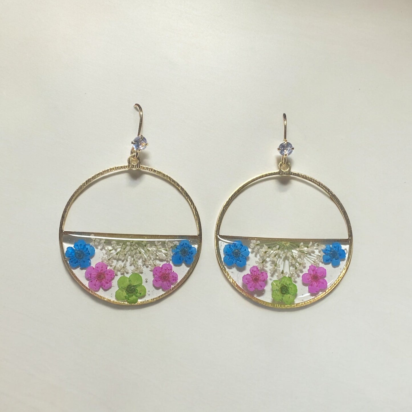 Plum Blossoms and Queen Anne’s Lace Earrings