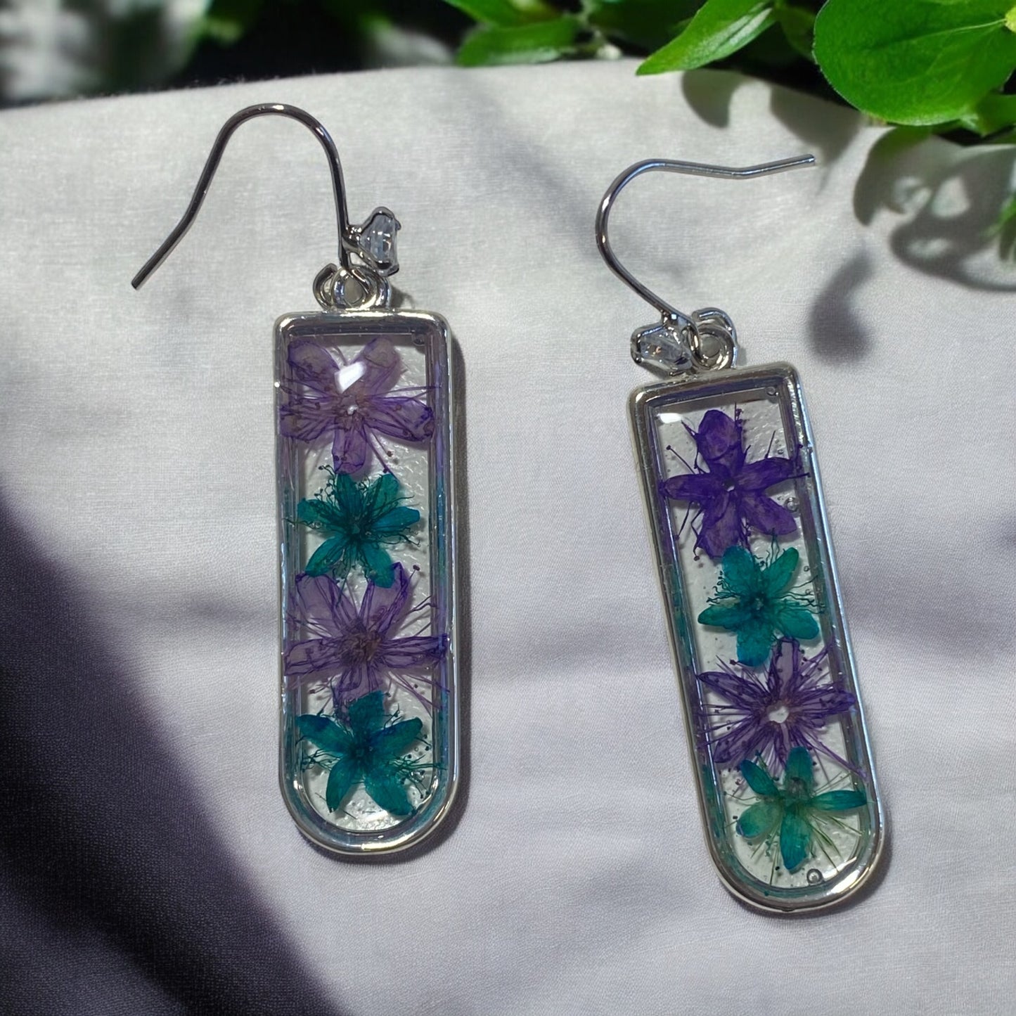 Purple and Teal Sweetleaf Earrings