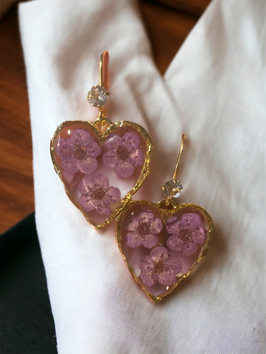 Purple Plum Blossom Flower Earrings