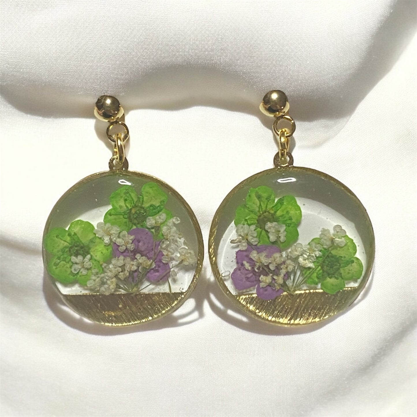 Green and Purple Plum Blossoms with Queen Anne’s Lace