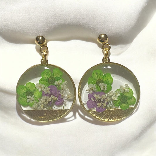 Green and Purple Plum Blossoms with Queen Anne’s Lace