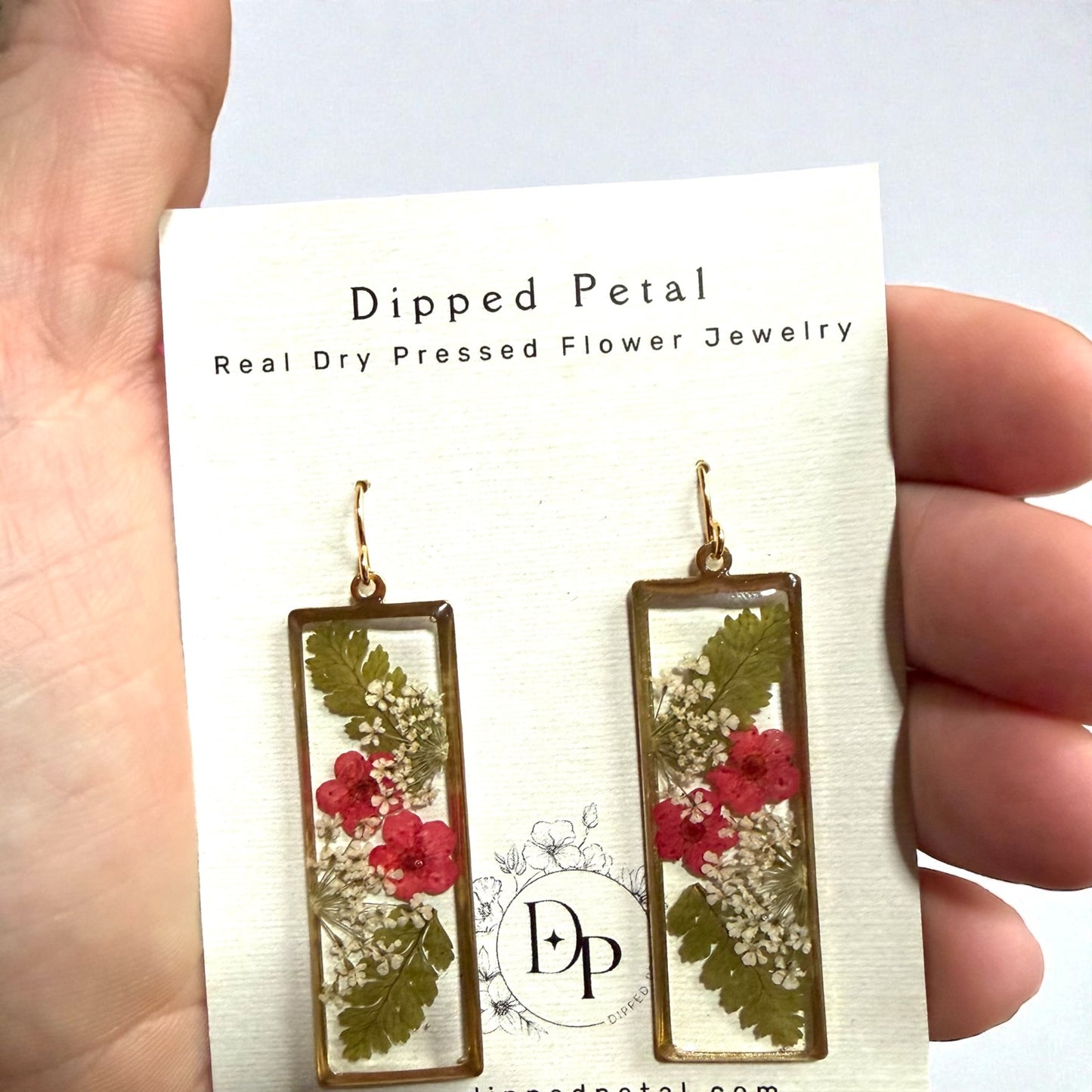 Red Plum Blossoms with Fern and Queen Anne’s Lace