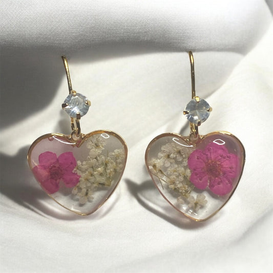 Pink Plum Blossoms with Pieces of Queen Anne’s Lace