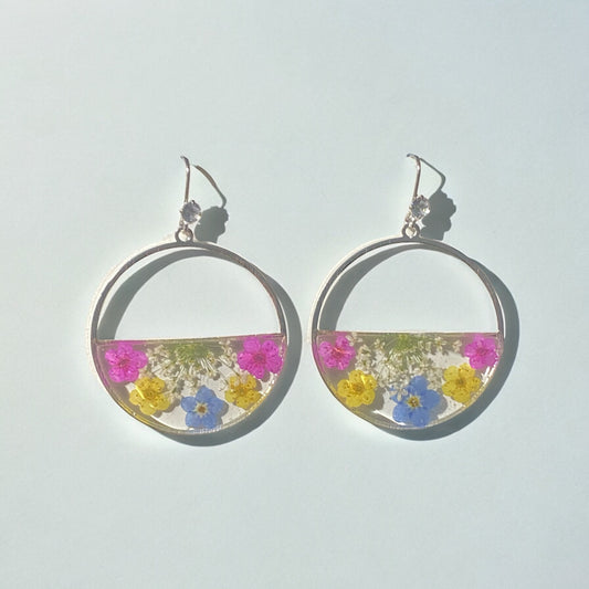 Blue Forget-Me-Nots with Queen Anne’s Lace and Plum Blossom Earrings