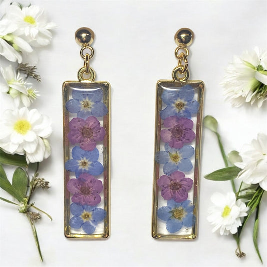 Purple Plum Blossoms with Blue Forget-Me-Nots