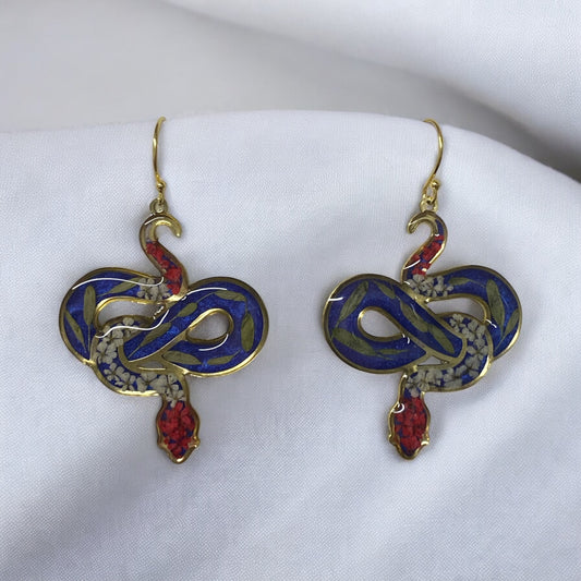 Snake Bezel Earrings with Queen Anne’s Lace