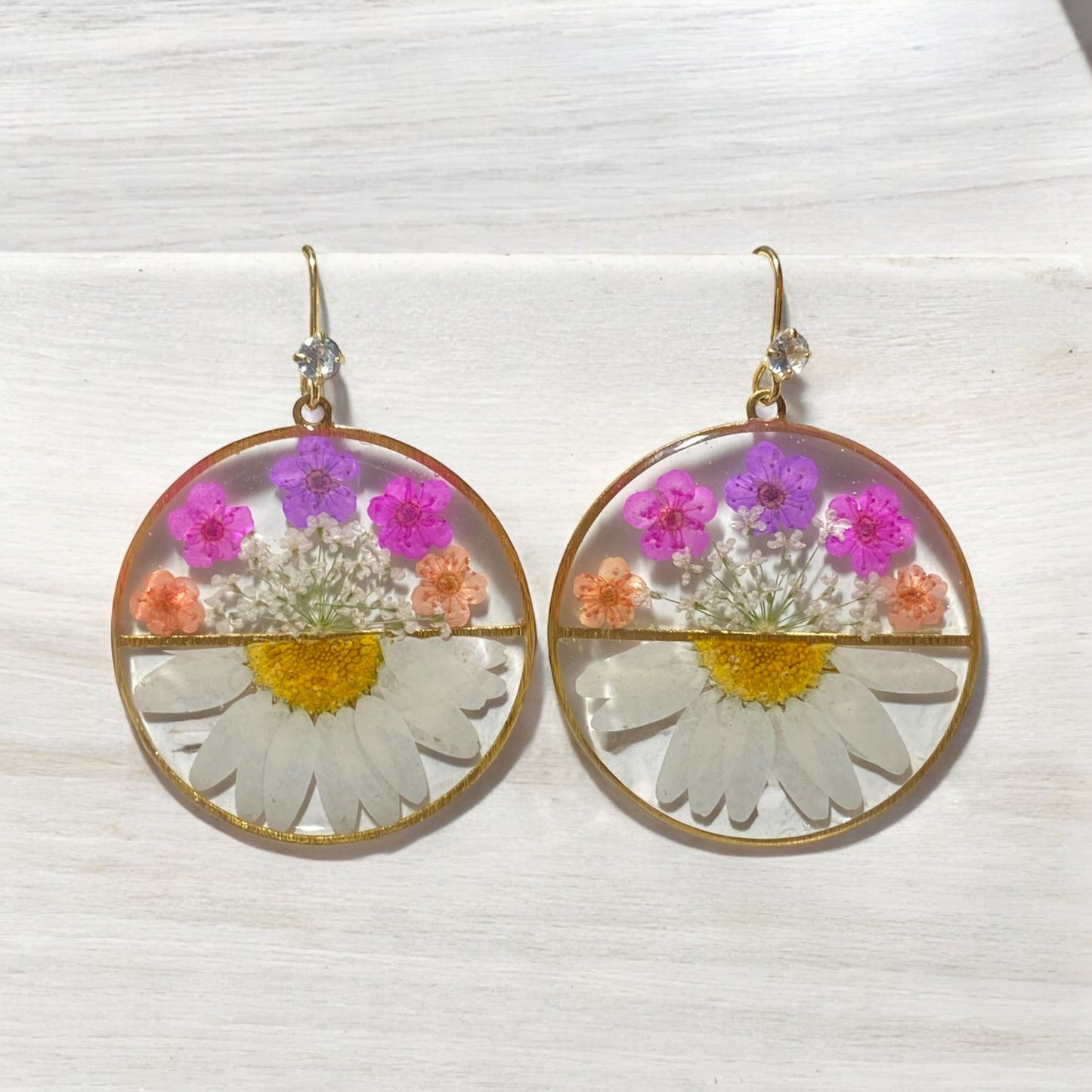 Daisies, Plum Blossoms and Queen Anne’s Lace Earrings