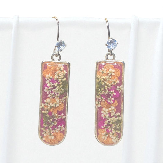 Coral Pink Colored Mica Powder Orange and Hot Pink Plum Blossoms, with Queen Anne’s Lace