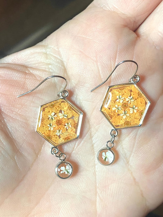Orange Plum Blossoms with Queen Anne’s Lace