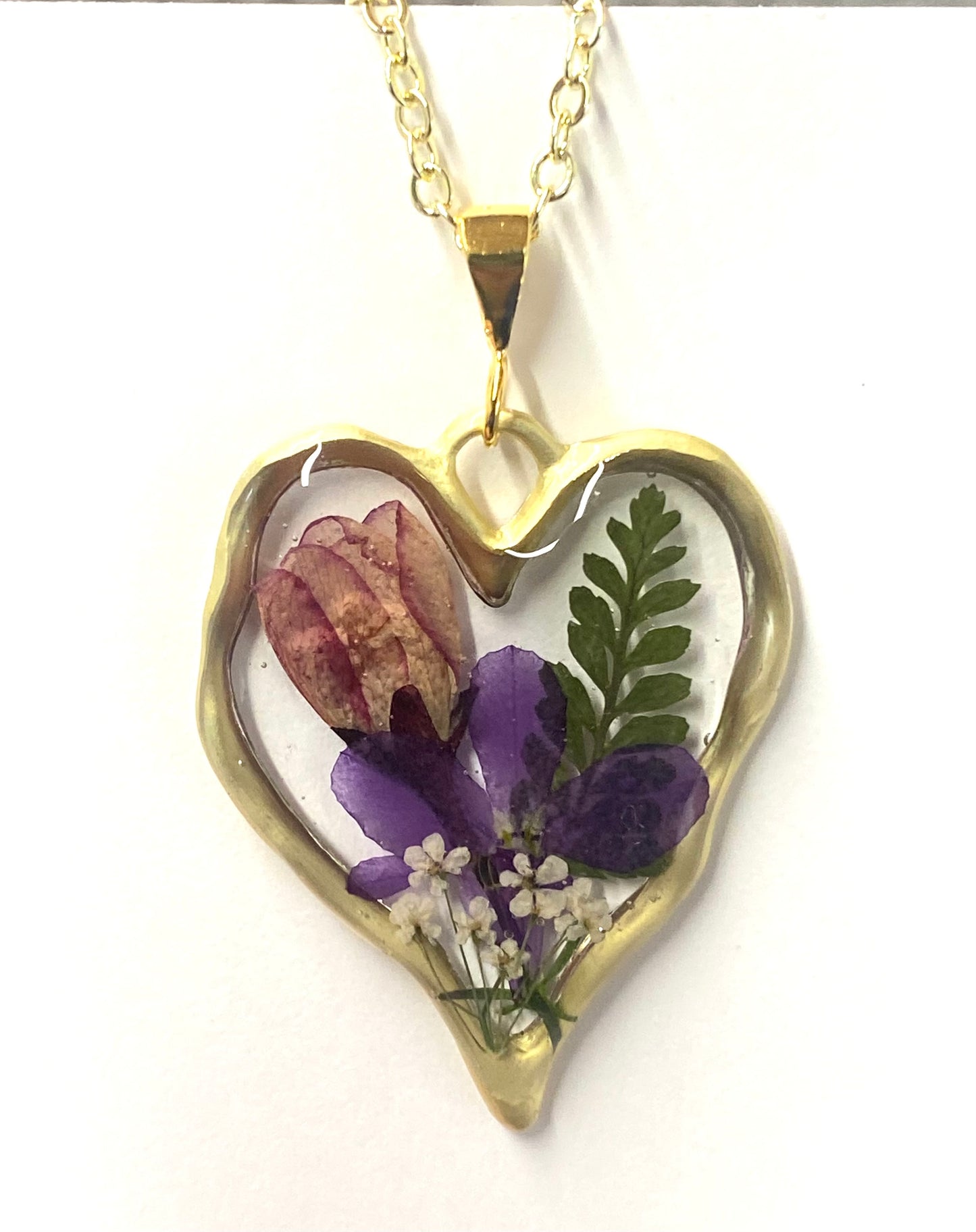 Gold Heart Floral Necklace