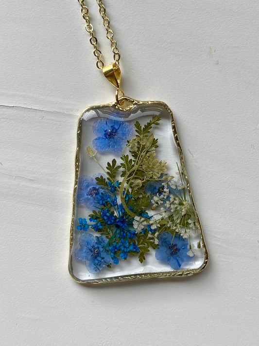 Blue Forget-Me-Not Flower Necklace