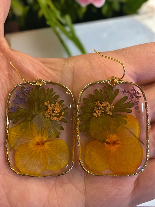 Yellow Pansy Earrings