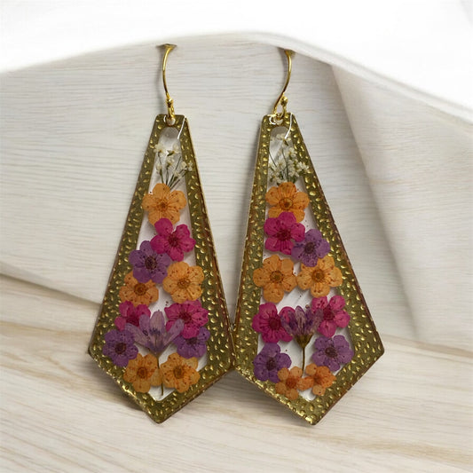 Orange, Pink and Purple Plum Blossoms with Queen Anne’s Lace and Purple Wild Flower