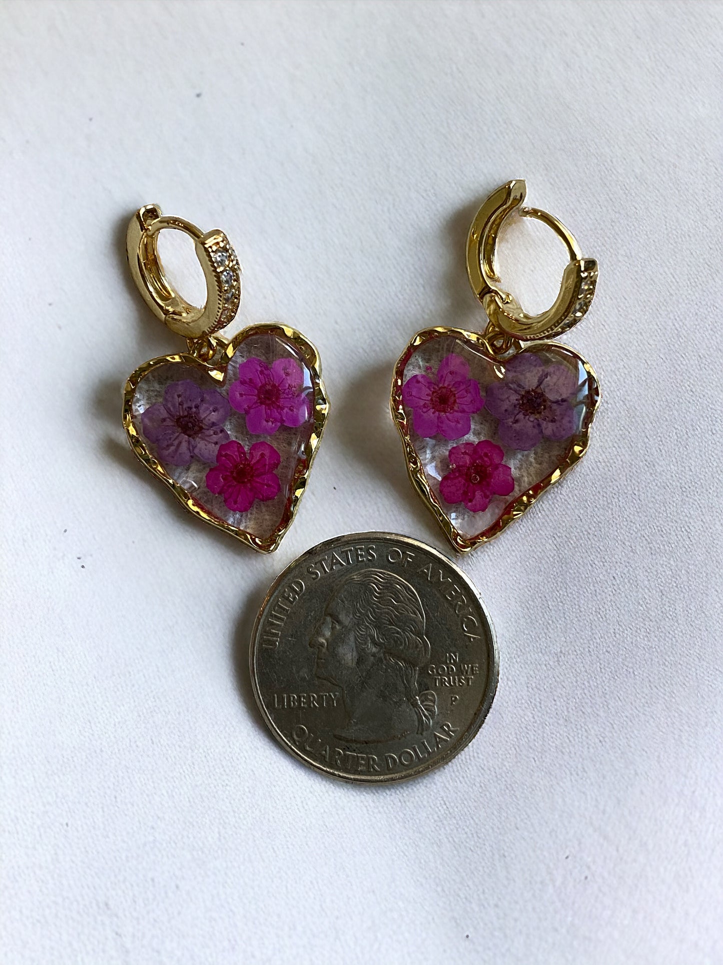 Hot Pink, Light Pink and Purple Plum Blossom Flower Earrings