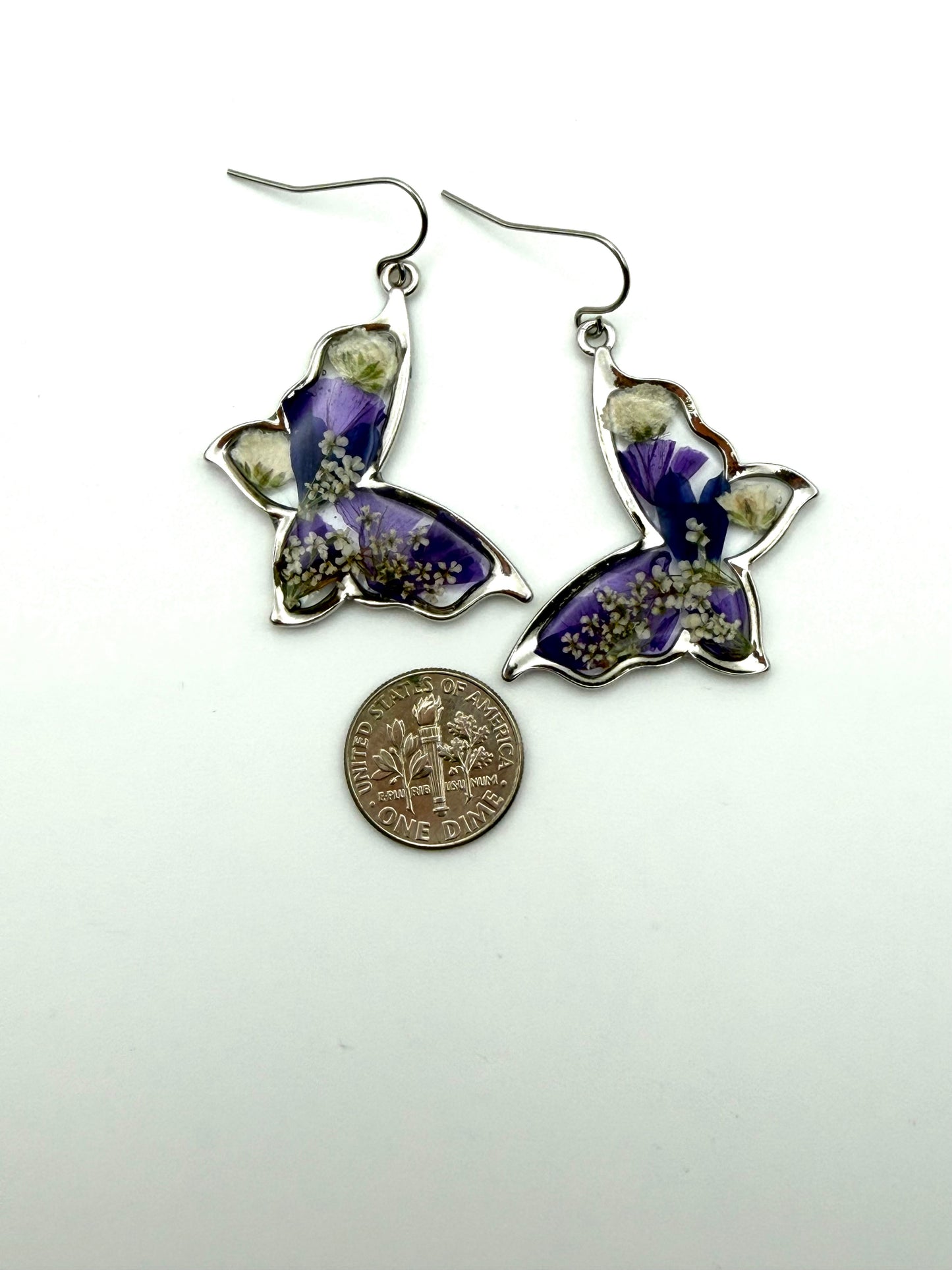 Butterfly Shaped Earrings on Stainless Steel Earring Wires