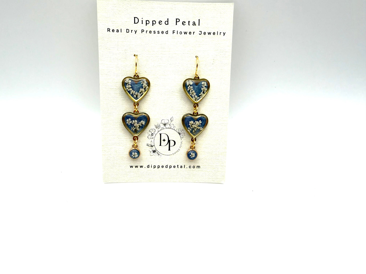 Blue/Grey/Green colored Heart Earrings