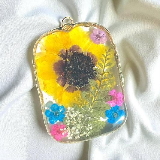 Coreopsis Flower, Fern, Plum Blossoms and Queen Anne’s Lace Necklace