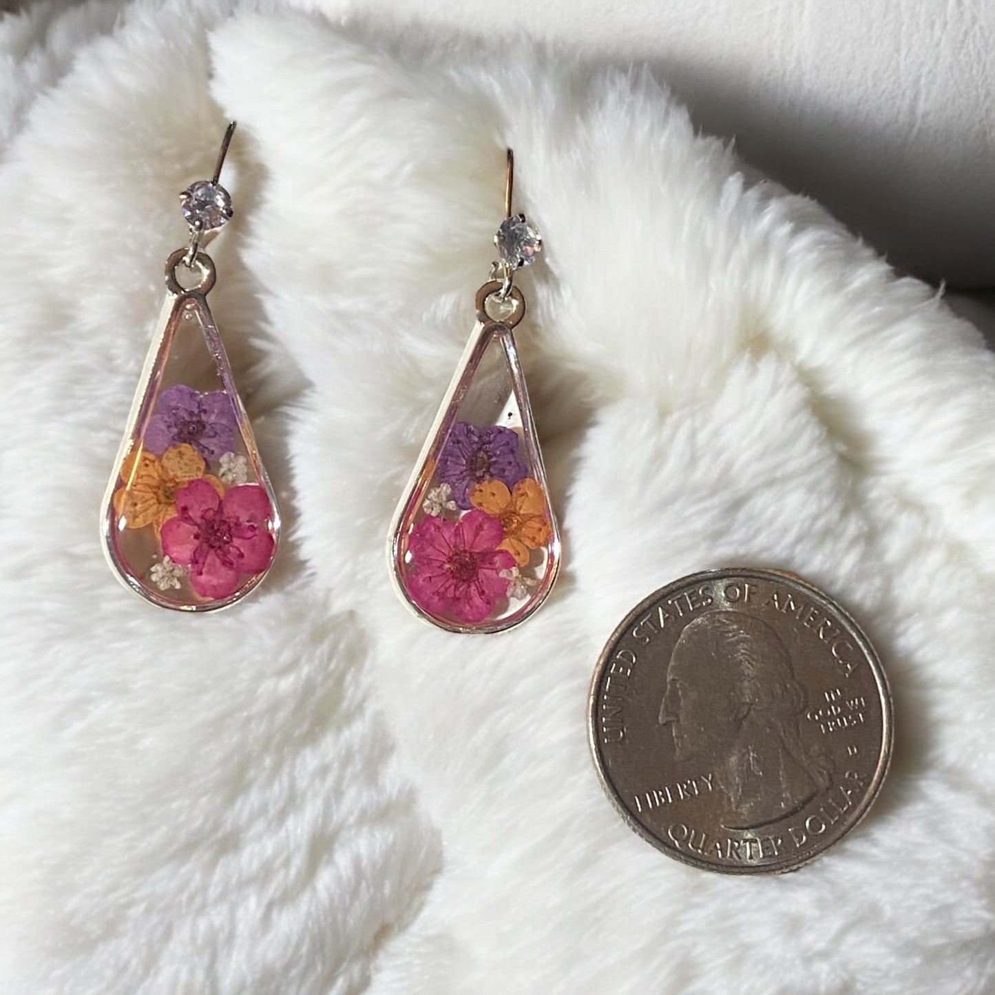 Orange, Purple and Pink Plum Blossoms with pieces of Queen Anne’s Lace