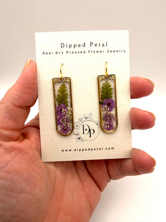 Dry Pressed Fern, Purple Plum Blossoms, and Queen Anne’s Lace