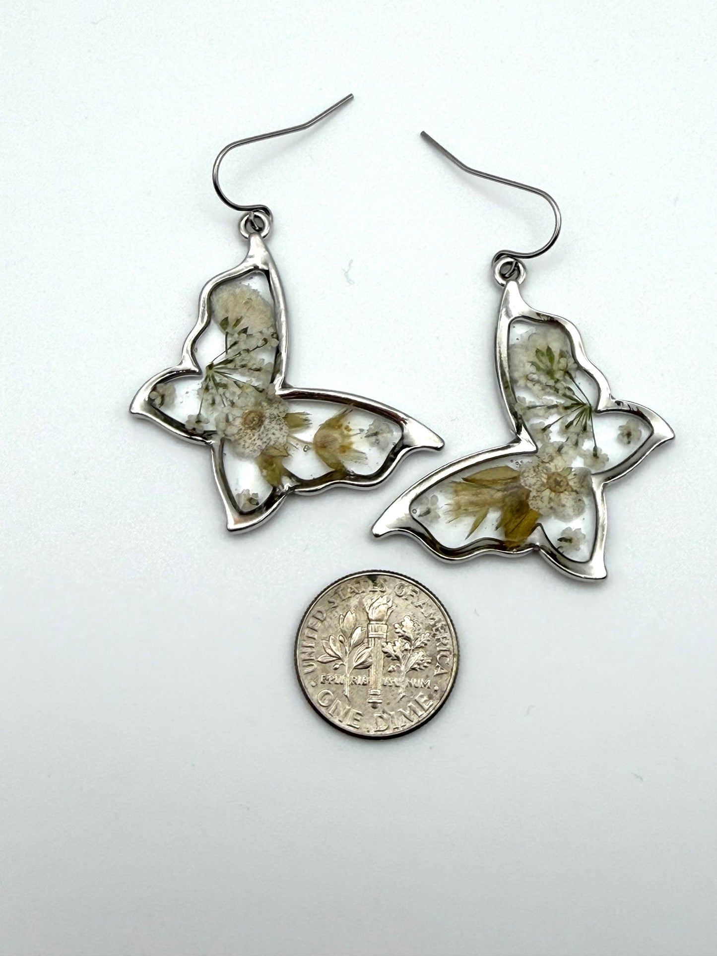 Butterfly Shaped Earrings on Stainless Steel Earring Wires