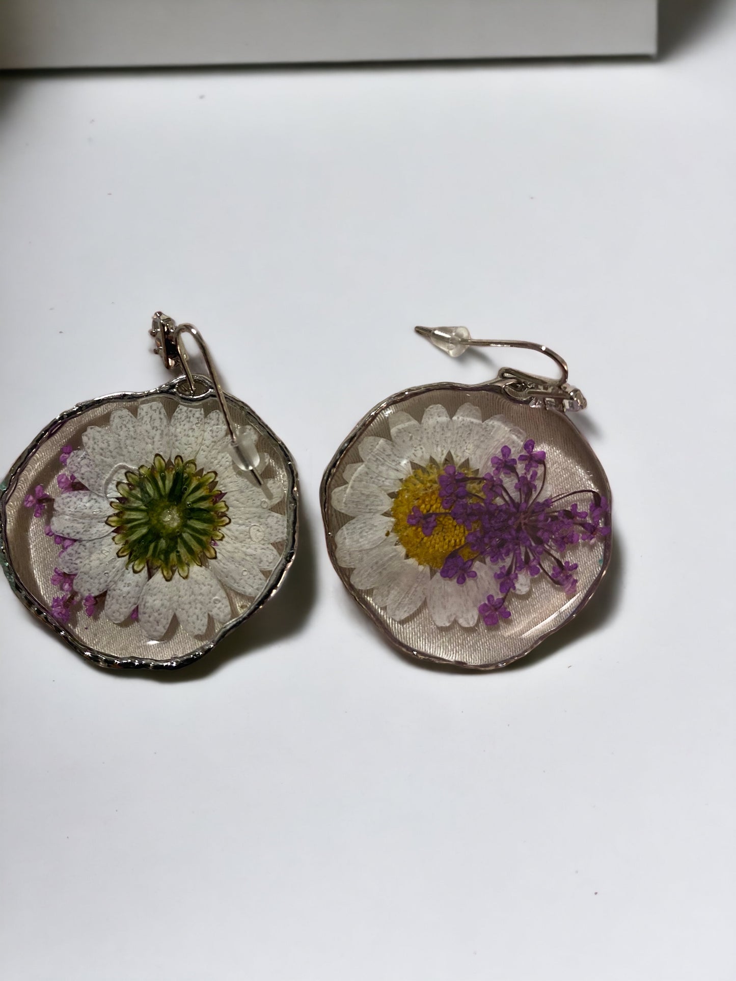 Daisy and Purple Queen Anne’s Lace Earrings